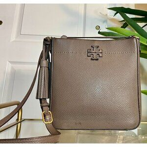 AUTHENTIC TORY BURCH TAUPE LEATHER SHOULDER BAG/CROSSBODY